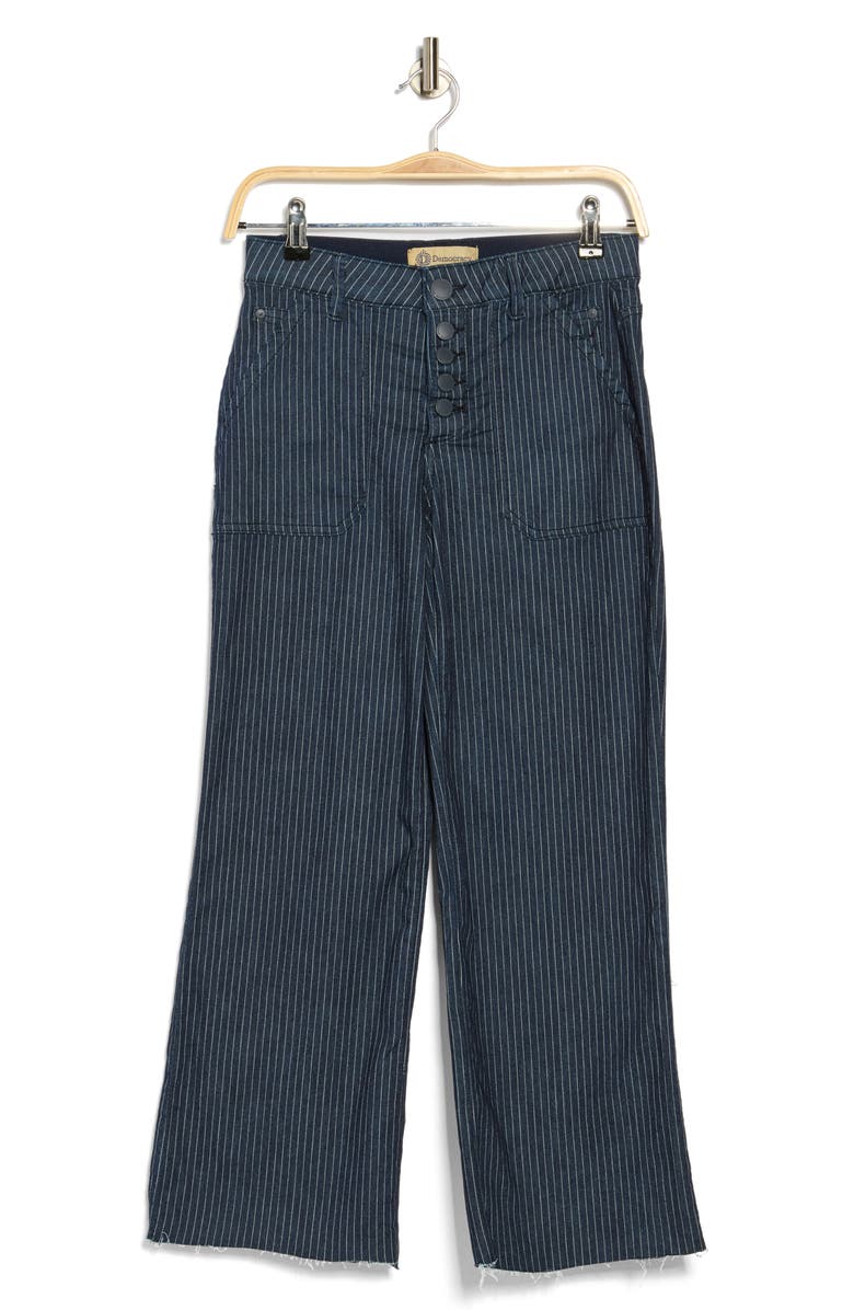 Democracy Button Fly Crop Wide Leg Pants, Alternate, color, Indigo