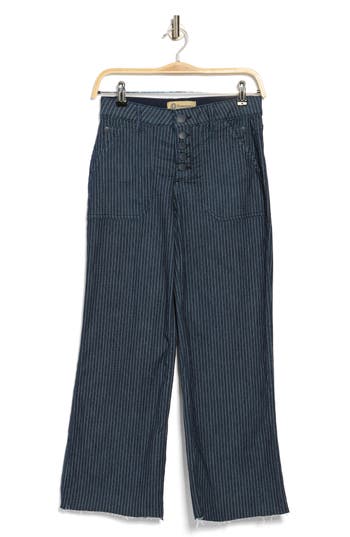 Democracy Button Fly Crop Wide Leg Pants In Purple