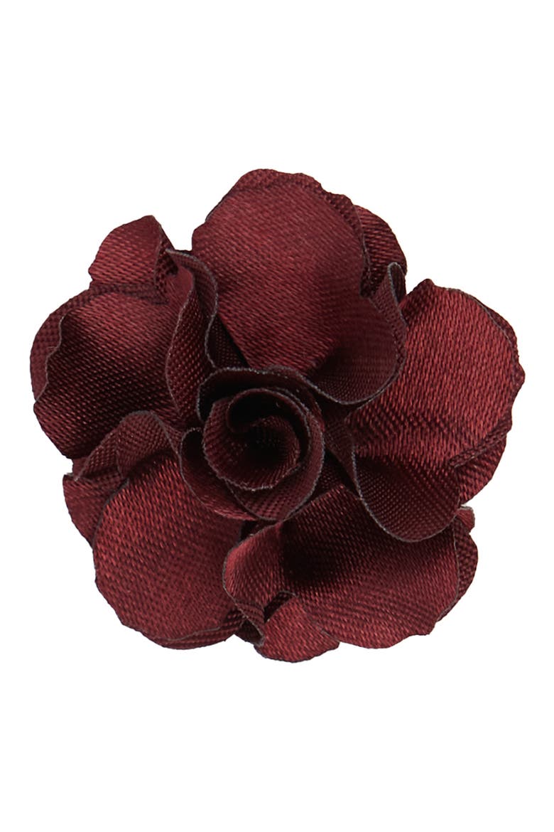 Men's Floral Lapel Pin, Main, color, CABERNET