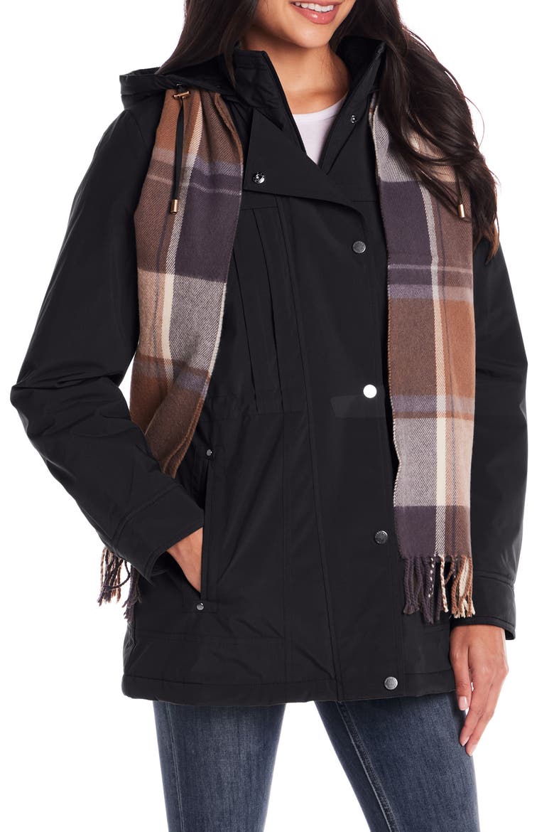 Water Resistant Insulated Stadium Coat with Removable Hood, Alternate, color, BLACK