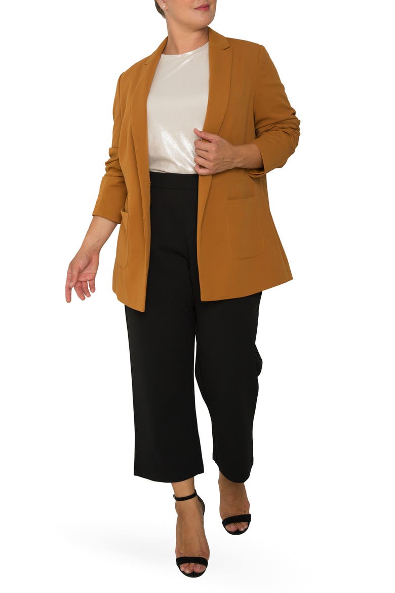 High Waist Stretch Crepe Crop Pants, Alternate, color, BLACK