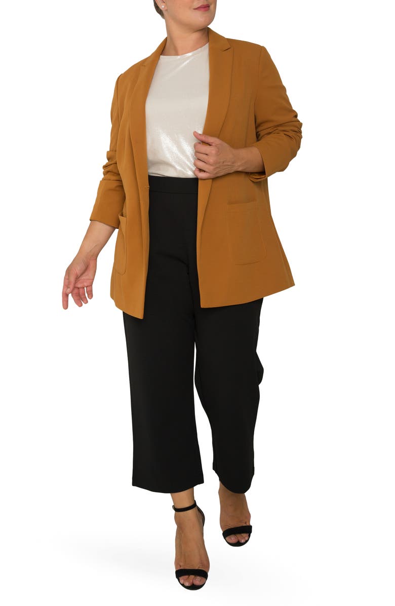 Standards & Practices High Waist Stretch Crepe Crop Pants, Alternate, color, Black