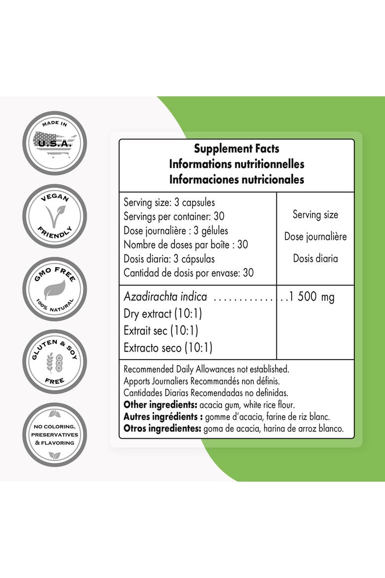 Neem Extract 1500mg per Day, Alternate, color, None
