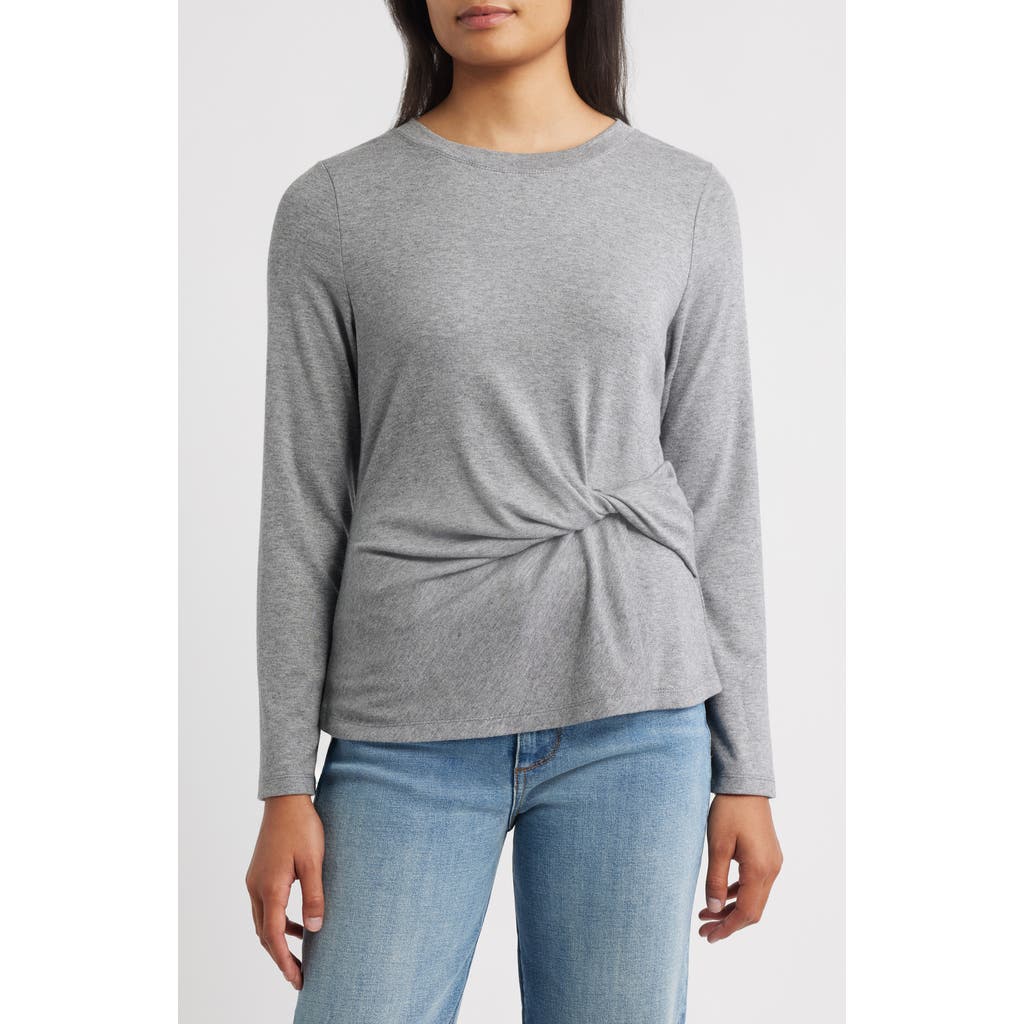 Wit & Wisdom Twist Front T-shirt In Gray