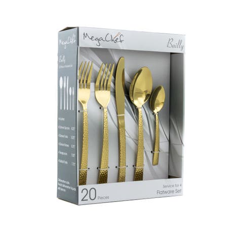 Baily 20 Piece Flatware Utensil Set, Stainless Steel Silverware Metal Service for 4