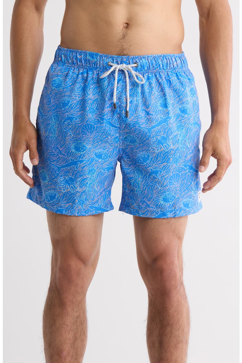 Sea Creatures Swim Trunks, Main, color, BLUE