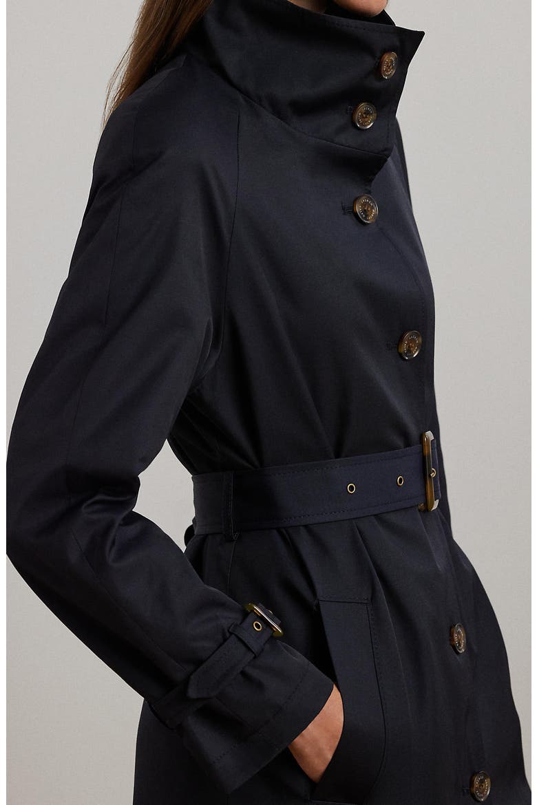 Stand Collar Trench Coat, Alternate, color, DARK NAVY