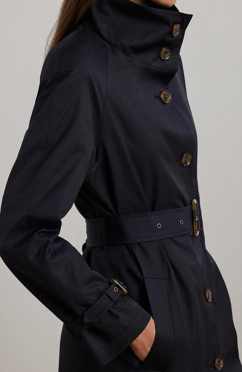 Ralph Lauren Lauren Stand Collar Trench Coat In Blue