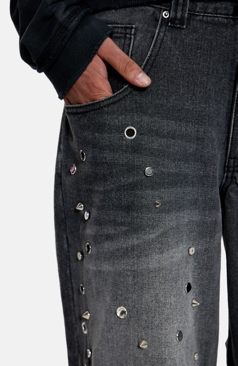 JADED LONDON Rhinestine Stud Colossus Jeans, Alternate, color, Black