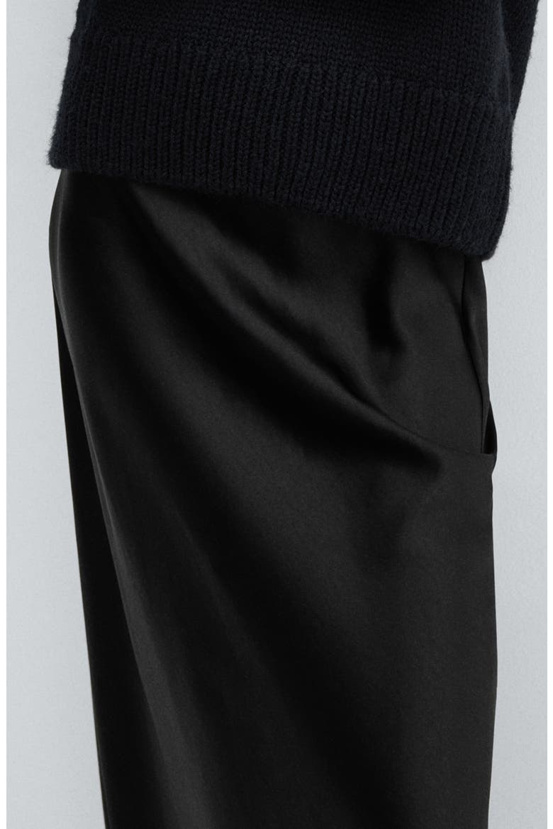 Satin Midi Skirt, Alternate, color, BLACK