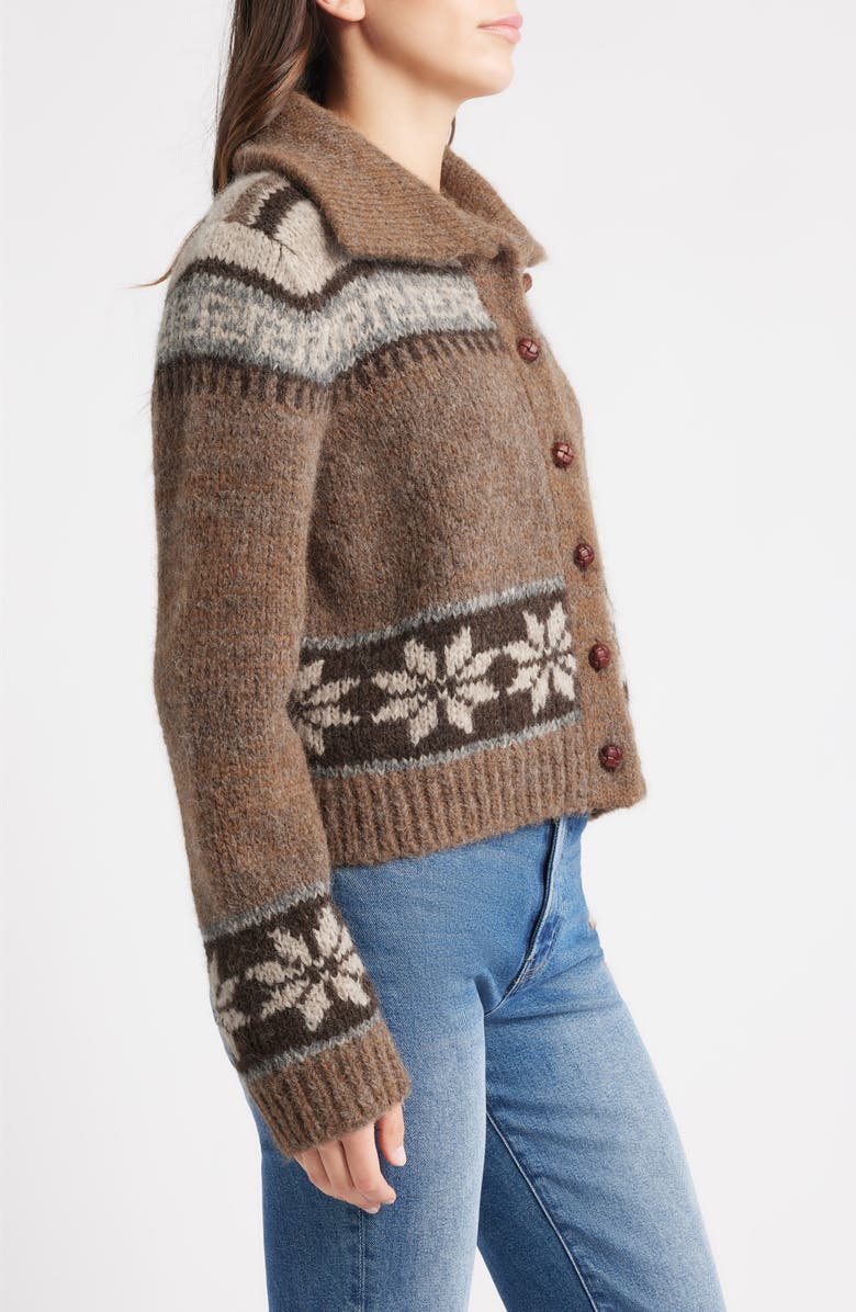 THE GREAT. The Nordic Scholar Cardigan, Alternate, color, Hickory Fair Isle
