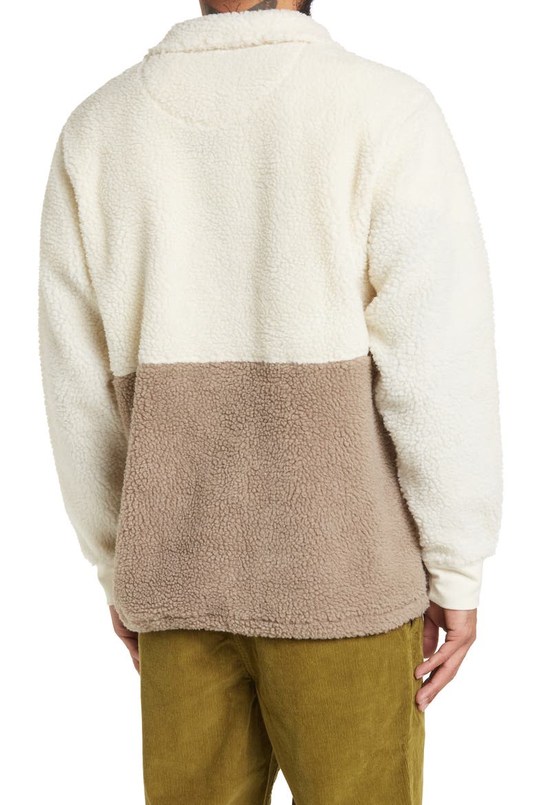 Redmont Quarter Zip Faux Shearling Pullover, Alternate, color, DESERT TAUPE/ ANTIQUE WHT