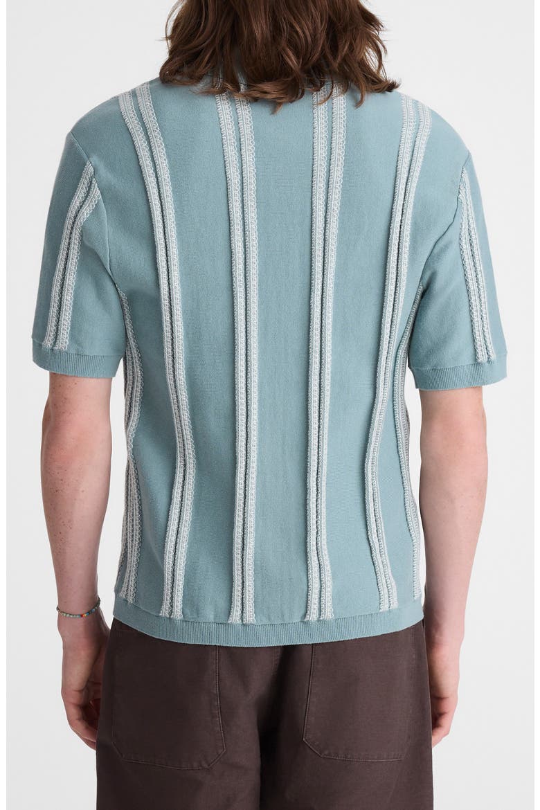 April Textured Stripe Full Botton Cotton Cardigan, Alternate, color, DISTANT OCEAN