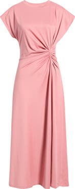Nordstrom Crew Neck Side Twist Midi T-Shirt Dress