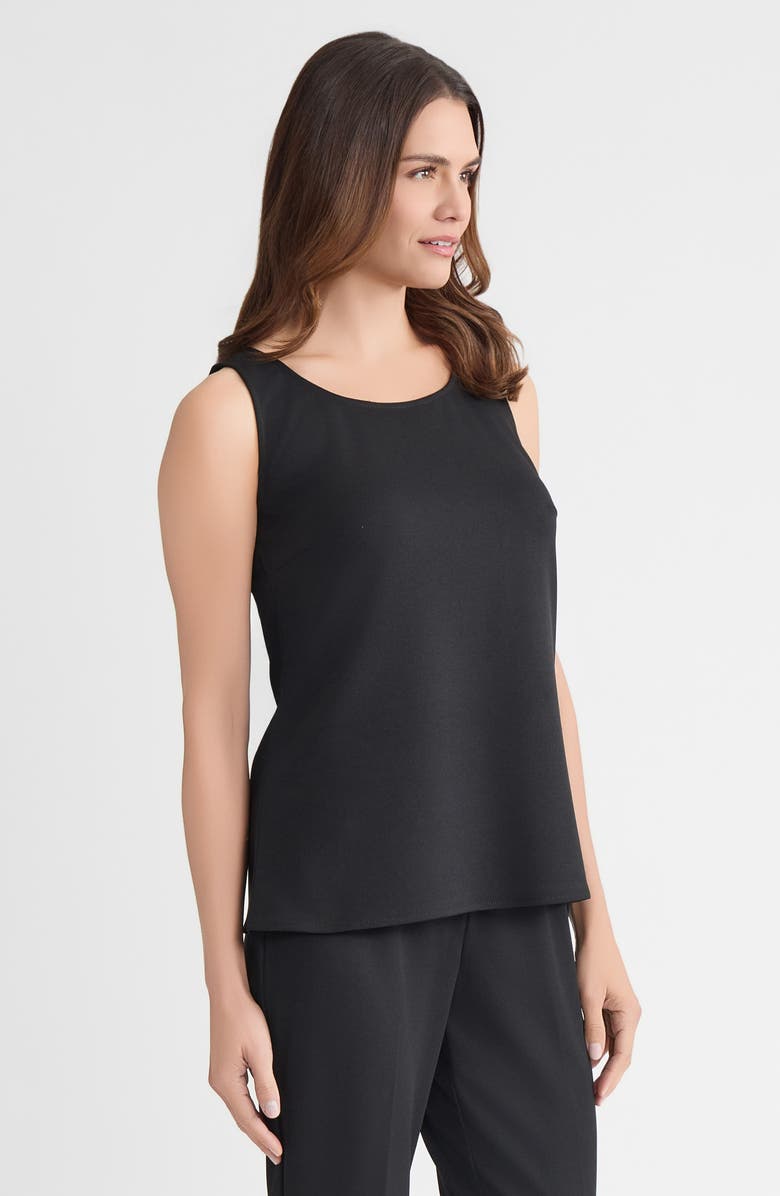 Ming Wang Stretch Deco Crepe Scoop Neck Tank, Alternate, color, Black