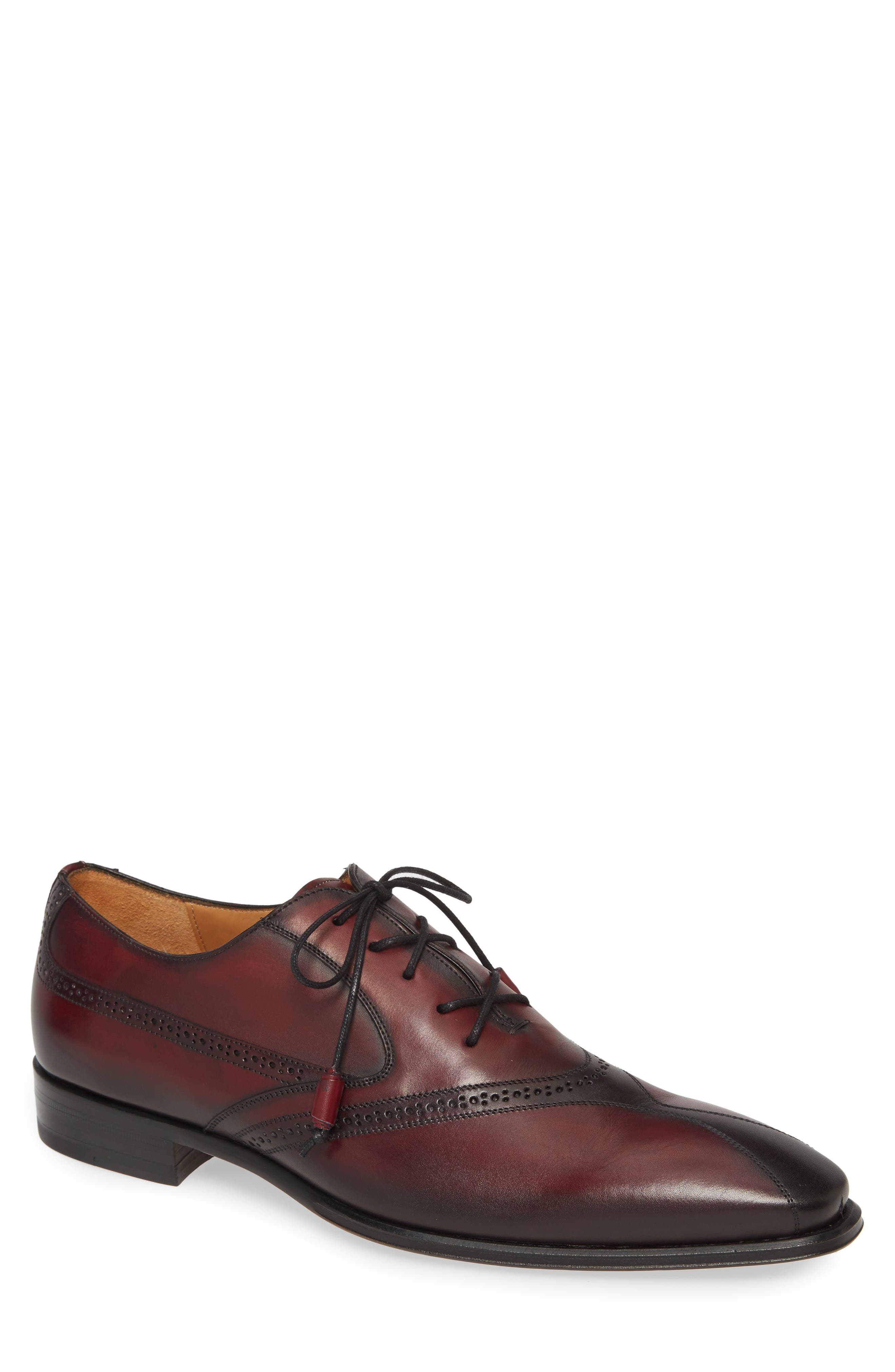 Bertone Bicycle Toe Oxford, Main, color, BURGUNDY