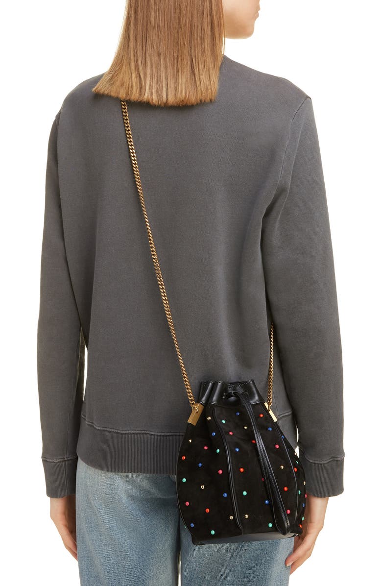 Saint Laurent Talitha Studded Suede Bucket Bag, Alternate, color,