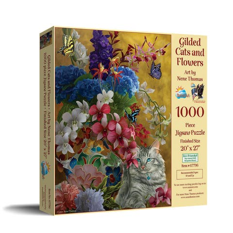 Gilded Cats And Flowers 1000 piece Jigsaw Puzzle for Adults