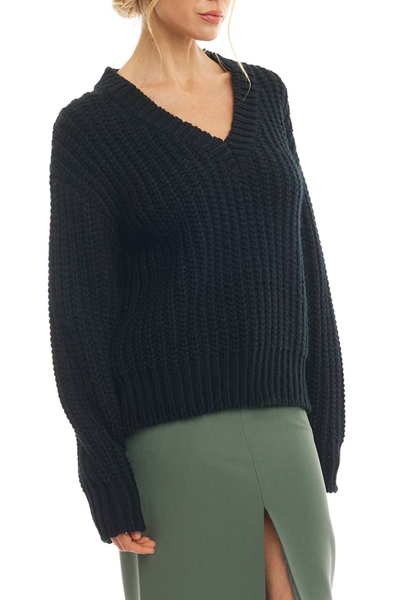 Katja V-Neck Sweater, Alternate, color, BLACK