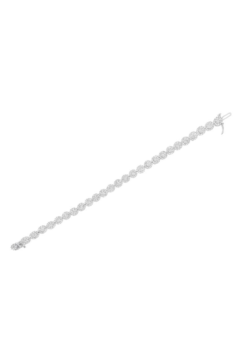 14K White Gold 3-3/4 Cttw Diamond Cluster Links Tennis Bracelet, Alternate, color, White