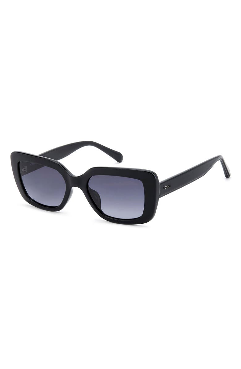 Fossil 52mm Gradient Rectangular Sunglasses, Alternate, color, Black/ Dark Grey Sf