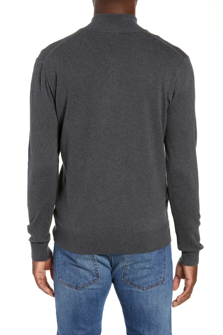 Stretch Cotton Quarter Zip Sweater, Alternate, color, CHARCOAL