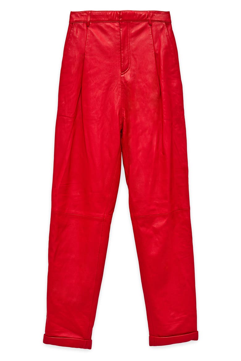 Denise Recycled Leather Trousers, Alternate, color, COCO RED