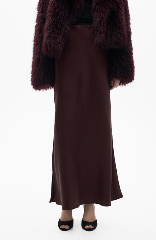 Shop Mango Stretch Satin Maxi Skirt In Maroon
