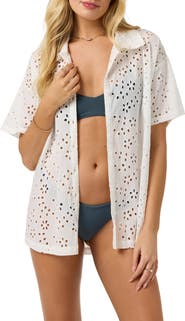 O'Neill Jenna Cotton Eyelet Cover-Up Shirt