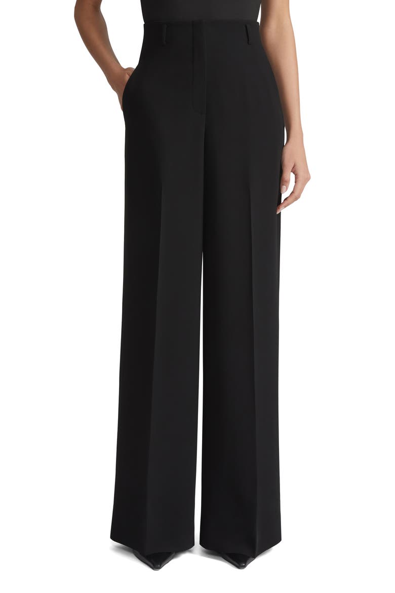 Thames Finesse Crepe Wide Leg Pants, Main, color, BLACK