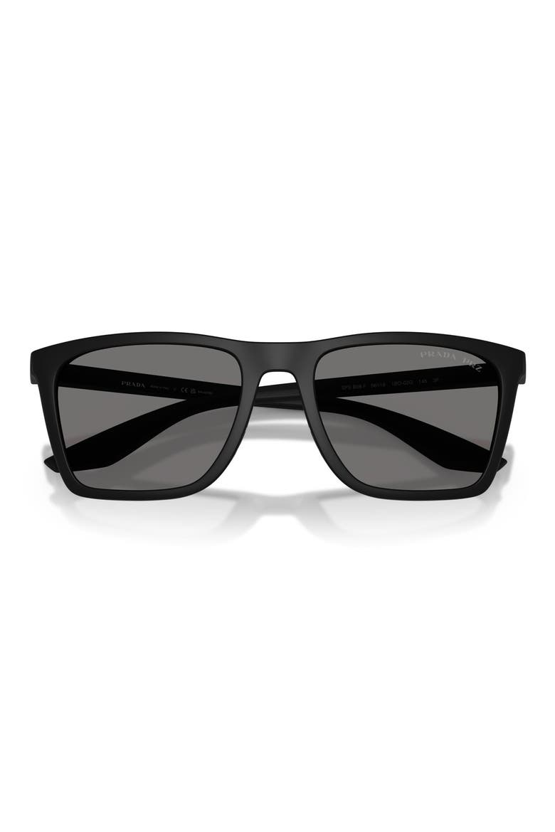 56mm Polarized Pillow Sunglasses, Alternate, color, MATTE BLACK / DARK GREY POLAR