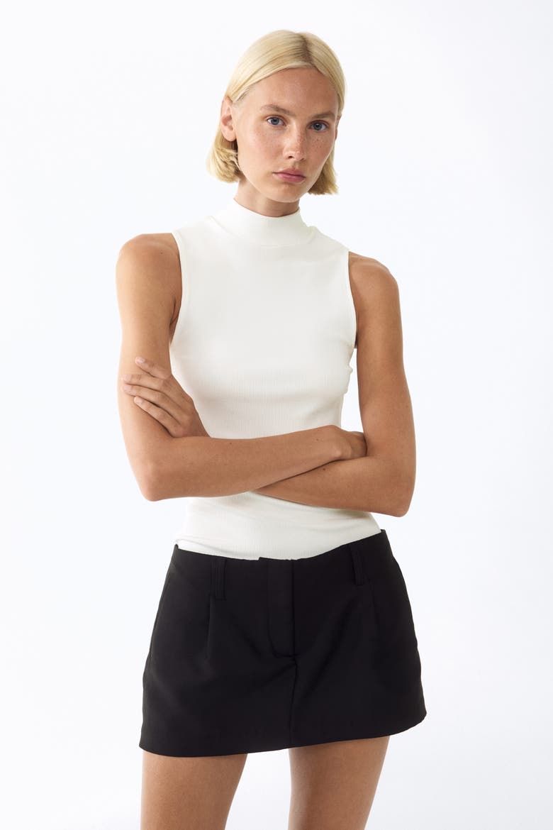 Viscose Mock Turtleneck Top, Main, color, White