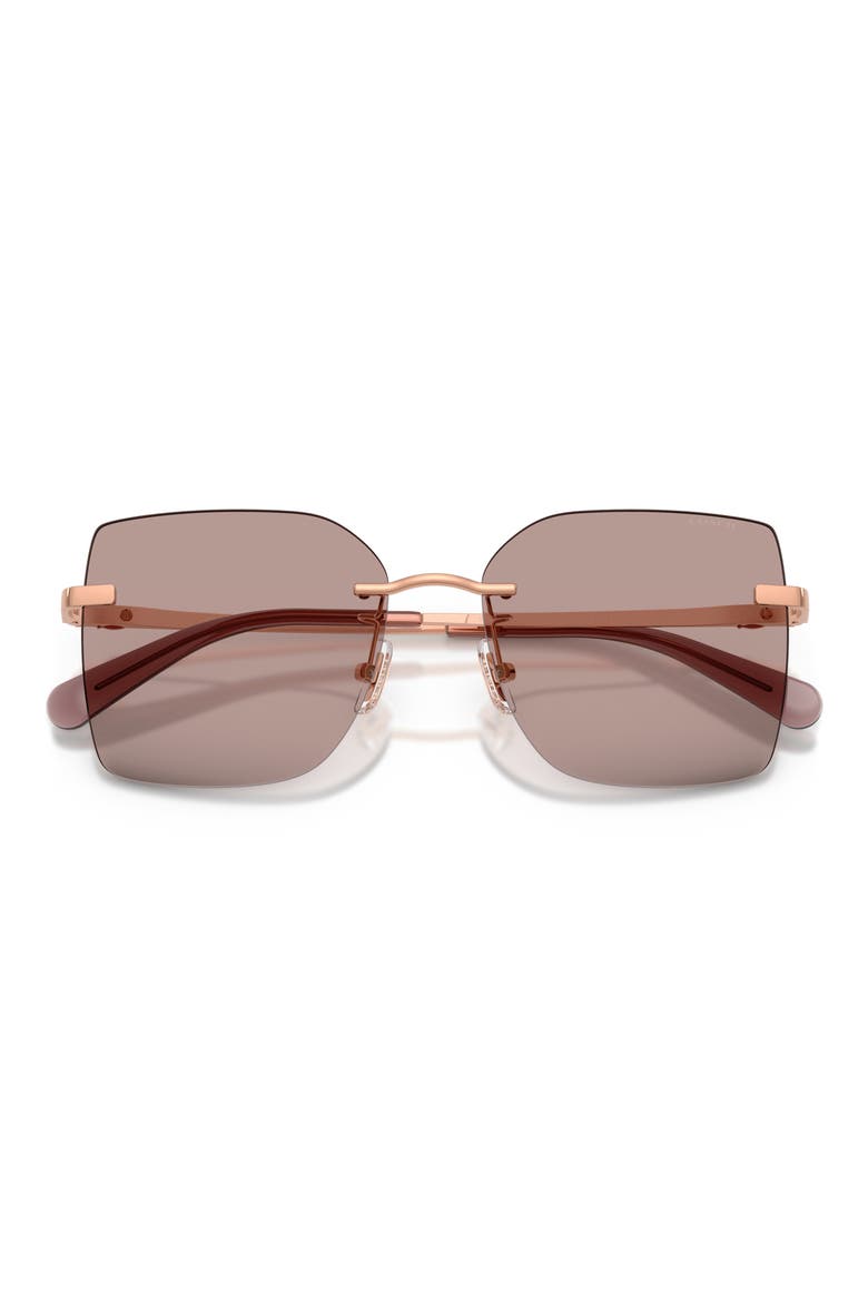 57mm Square Sunglasses, Alternate, color, SHINY ROSE GOLD / PURPLE SOLID
