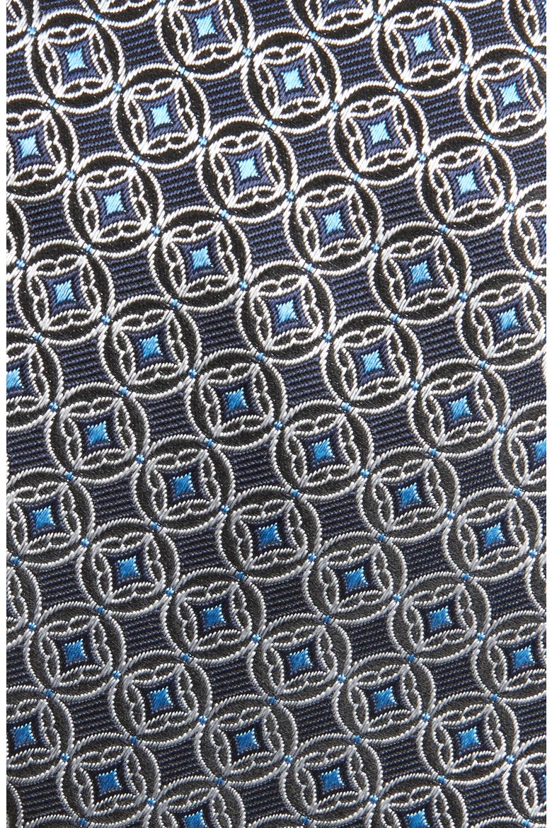 Medallion Print Silk Tie, Alternate, color, DARK BLUE