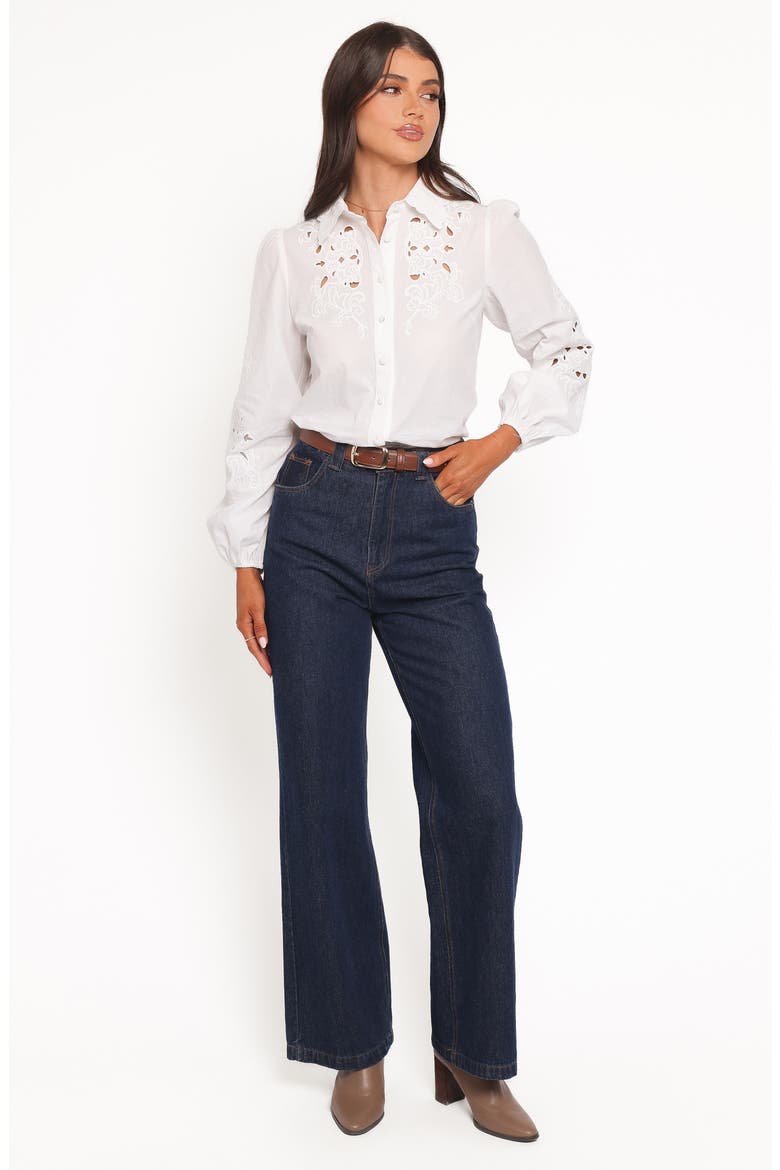 Aeloria Eyelet Button-Up Shirt, Alternate, color, WHITE EMBROIDERY
