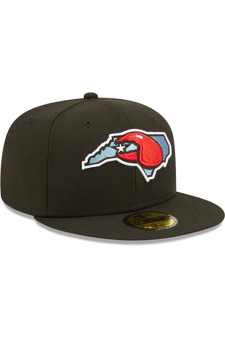 Men's New Era Black Hickory Crawdads Authentic Collection Road 59FIFTY Fitted Hat, Alternate, color, Black