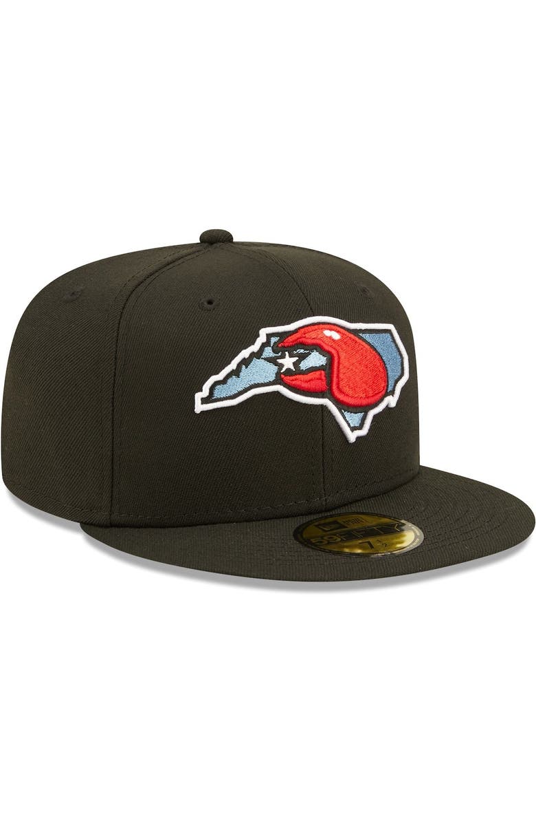 New Era Men's New Era Black Hickory Crawdads Authentic Collection Road 59FIFTY Fitted Hat, Alternate, color, Black
