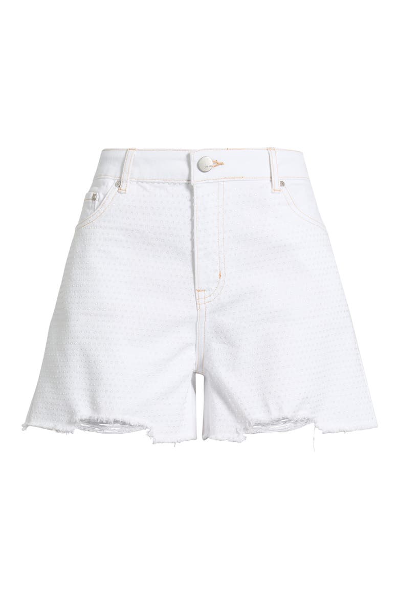 Distressed High Waist Cutoff Denim Shorts, Alternate, color, WHITE