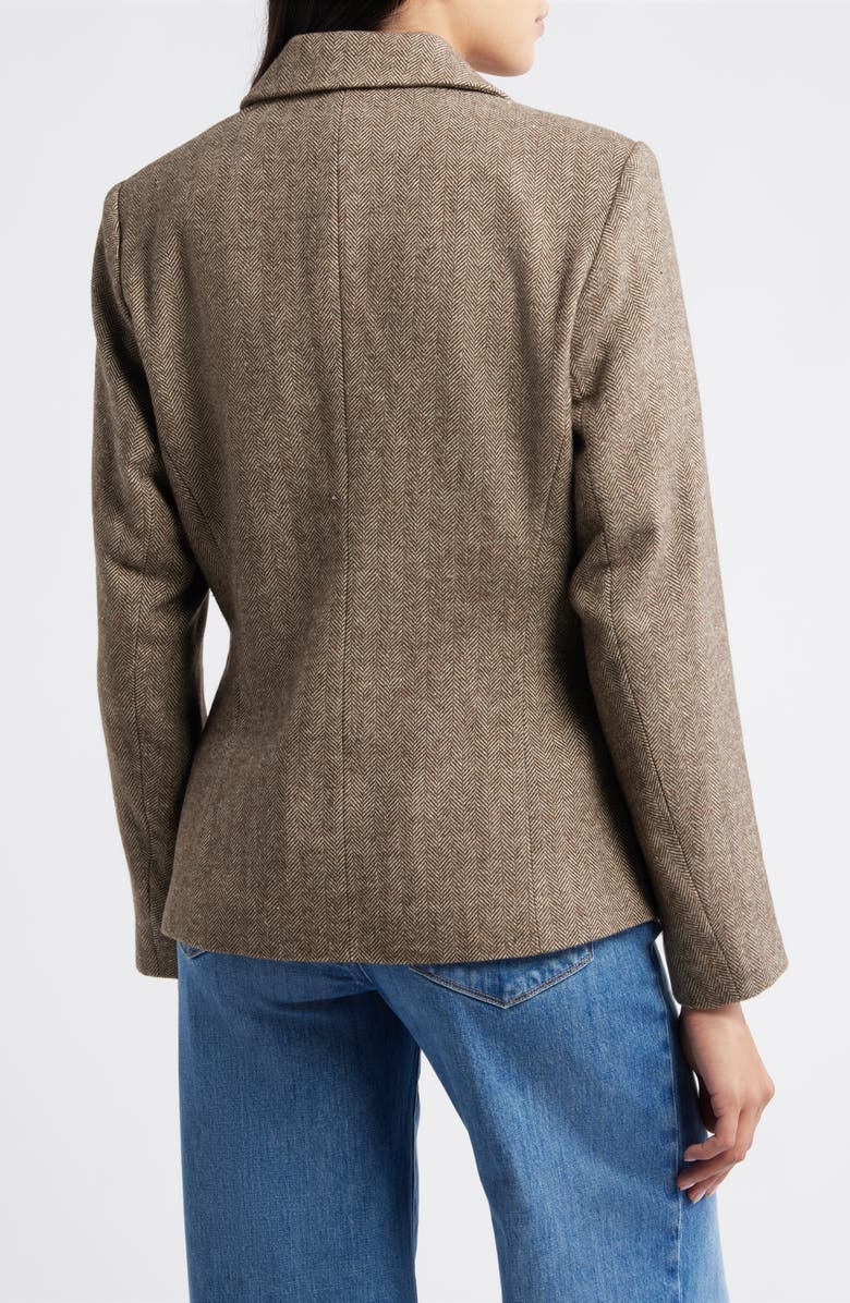 Wit & Wisdom Floral Herringbone Blazer, Alternate, color, Cold Brew Stone