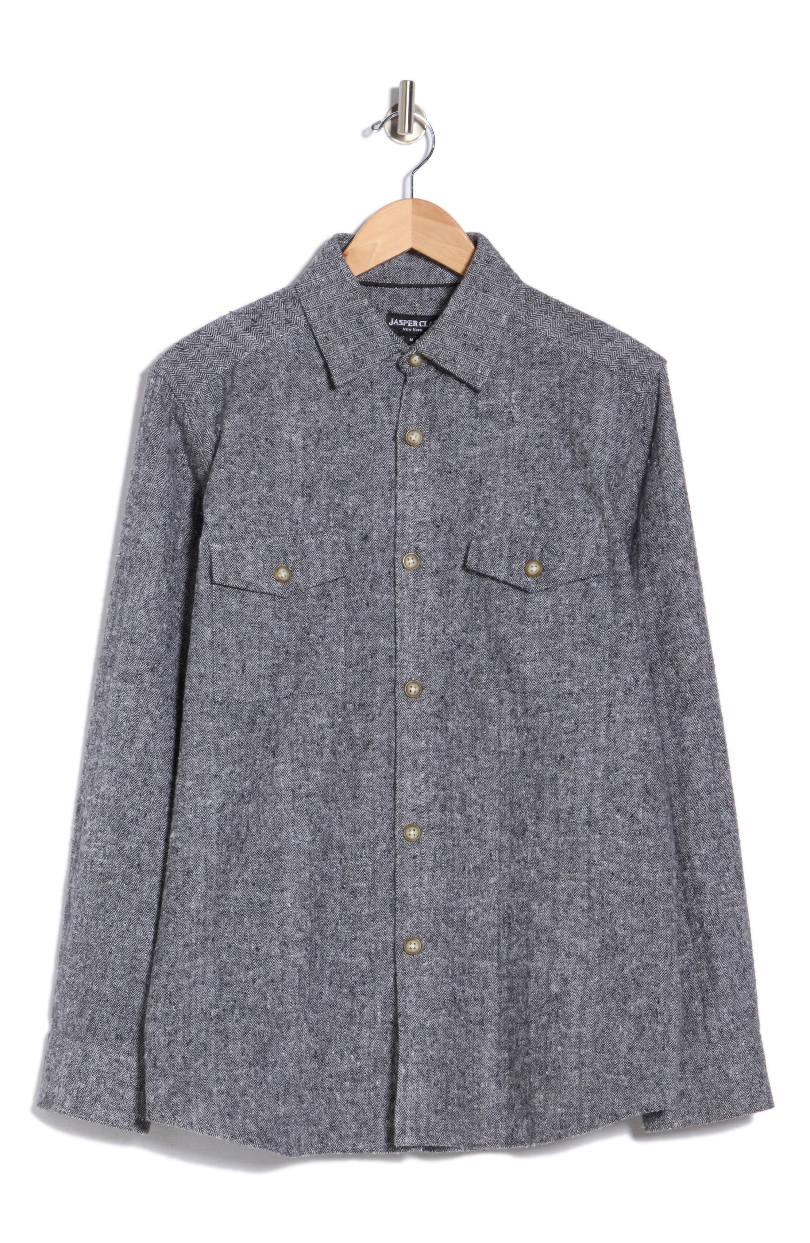 Herringbone Button-Up Shirt
