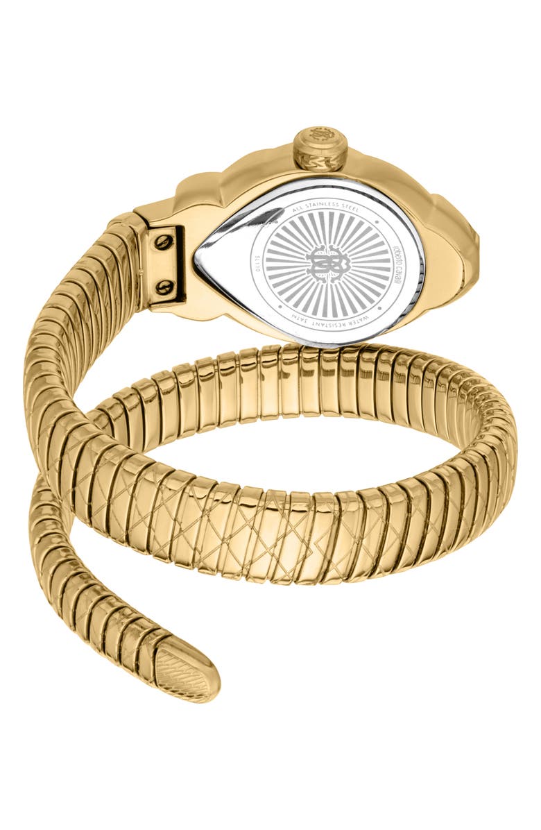 Roberto Cavalli Fiaba Snake Wraparound Bracelet Watch, 24.5mm x 39mm, Alternate, color, Gold