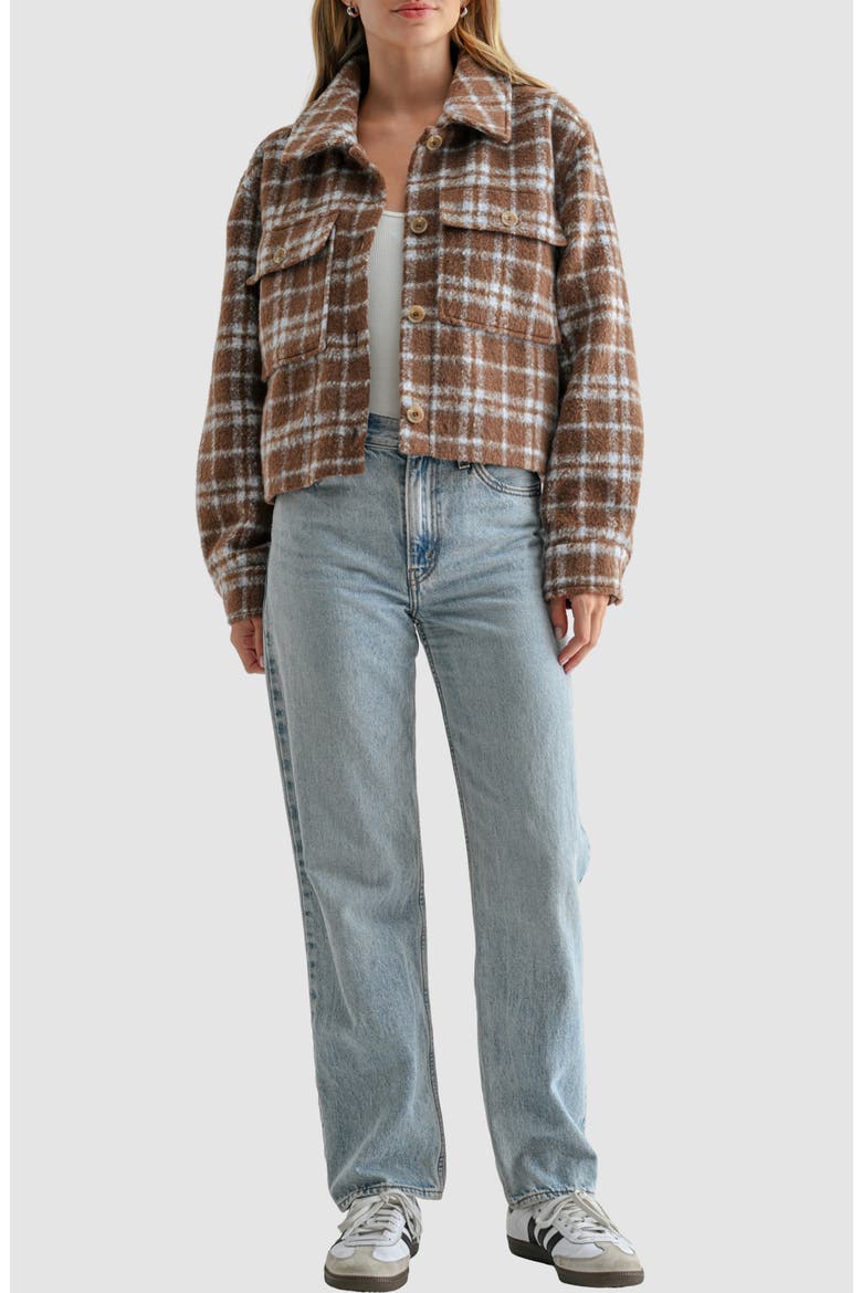 Plaid Pocket Detail Jacket, Alternate, color, BROWN BLUE PLAID