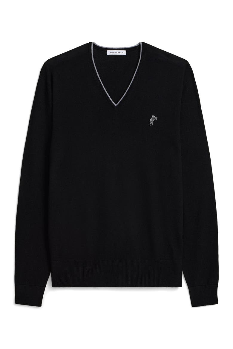 Extrafine Merino Tipped V-Neck, Main, color, Black