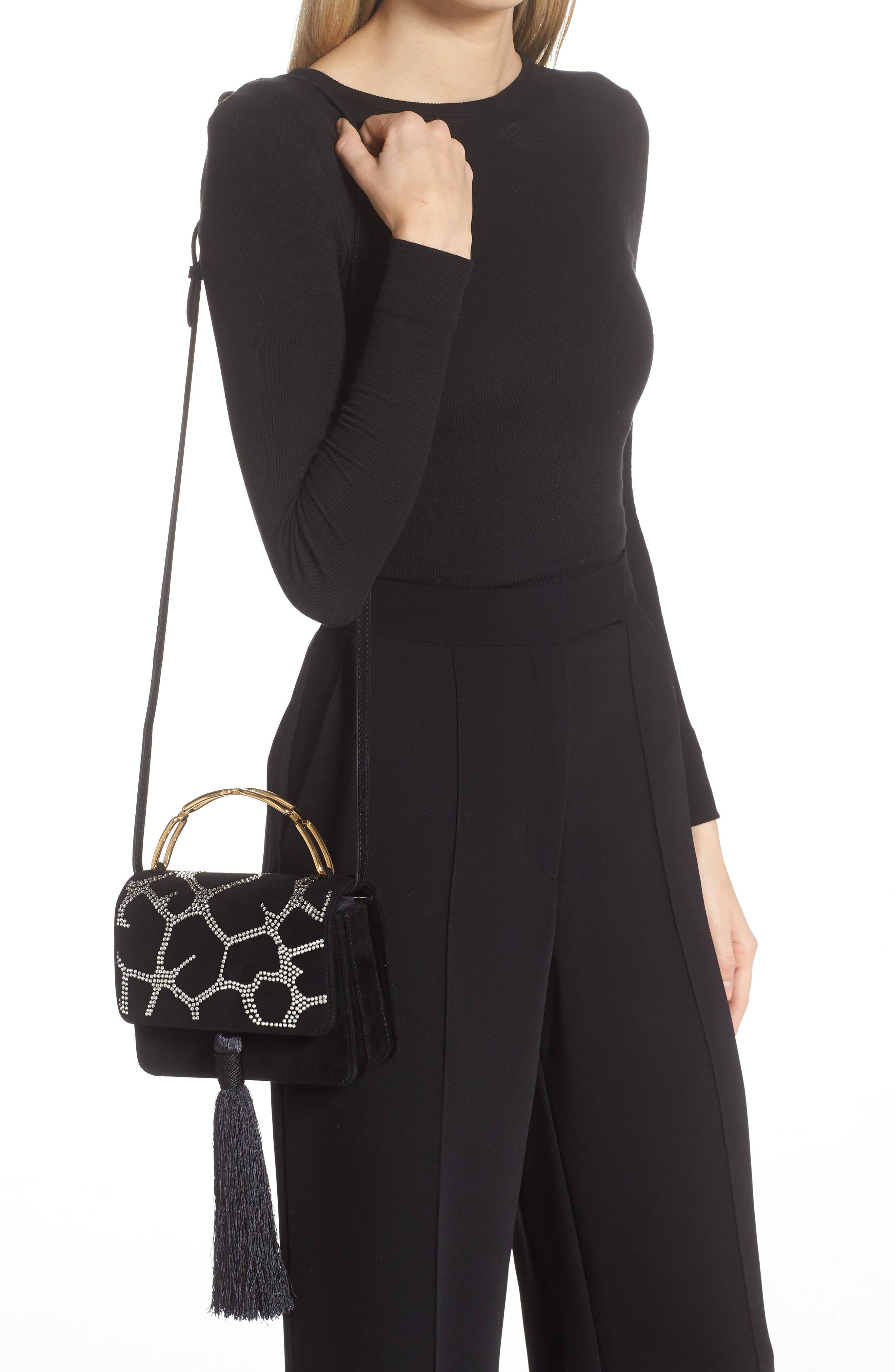 Bienen Davis x Aureta Lynx Crystal Embellished Top Handle Bag, Alternate, color, 