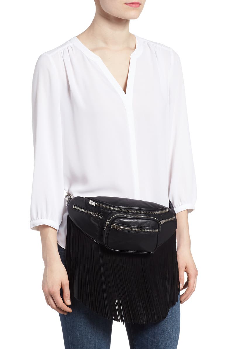 Alexander Wang Attica Fringe Lambskin Leather Fanny Pack, Alternate, color,