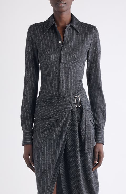 Romeo Pinstripe Virgin Wool Blend Button-Up Shirt