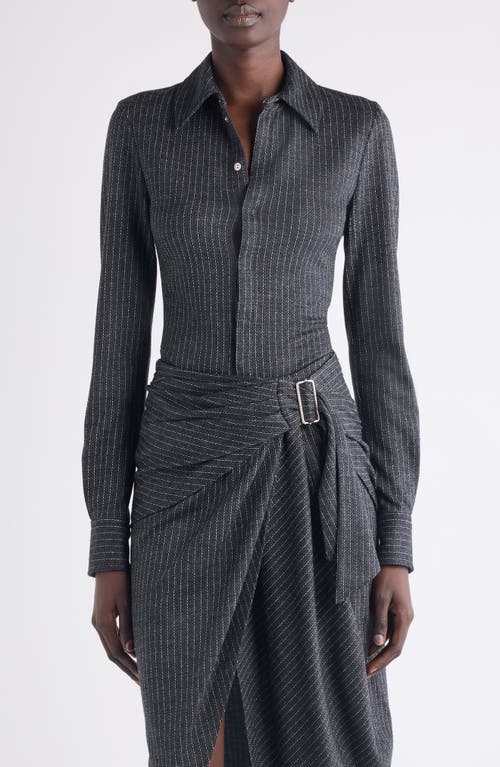 Isabel Marant Romeo Pinstripe Virgin Wool Blend Button-up Shirt In Black
