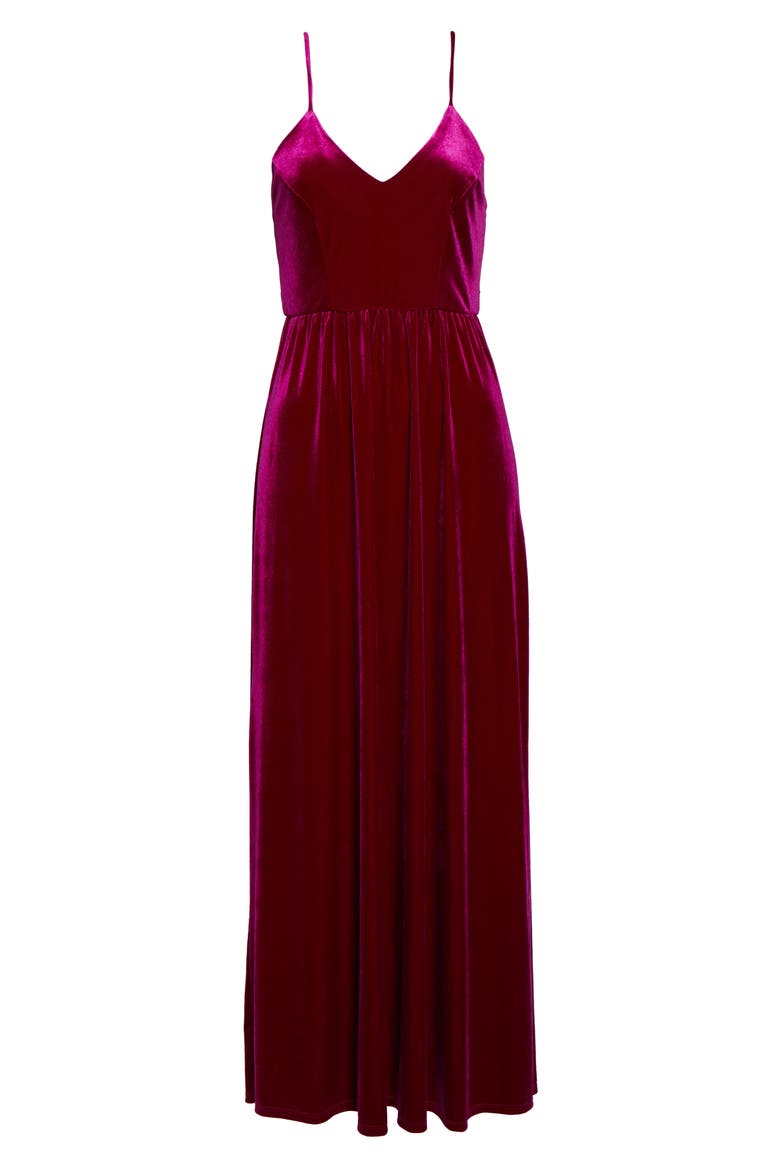Final Song Strappy Back Velvet Gown, Alternate, color, MAGENTA