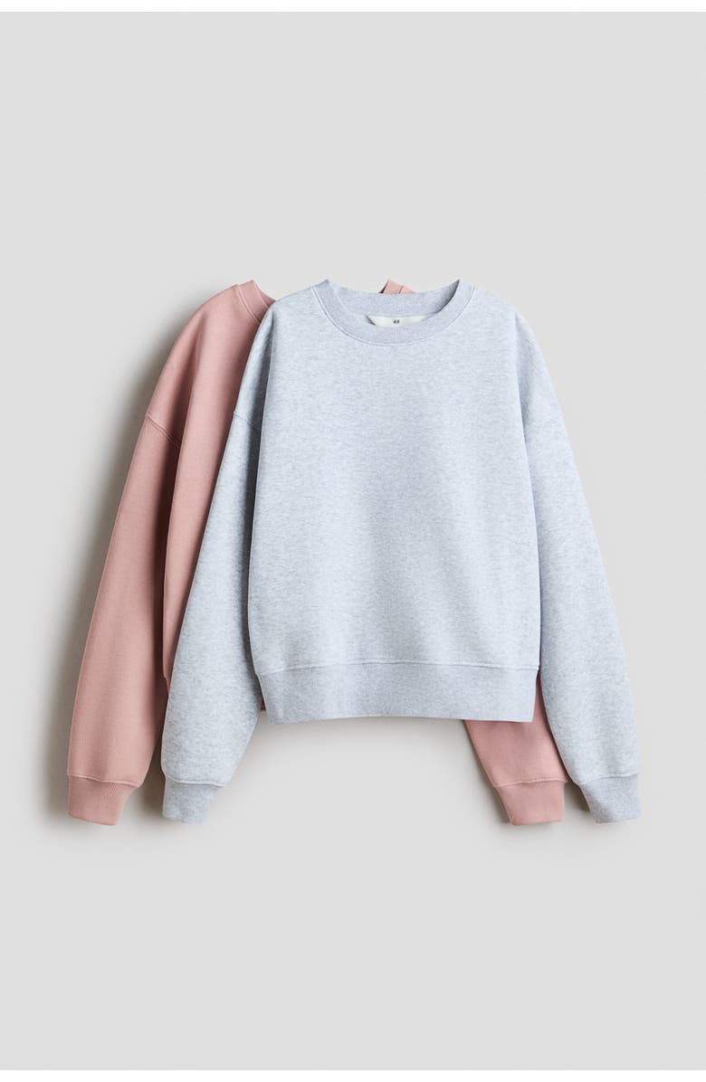 H&M 2-pack Sweatshirts, Main, color, Light Dusty Pink/Light Gray