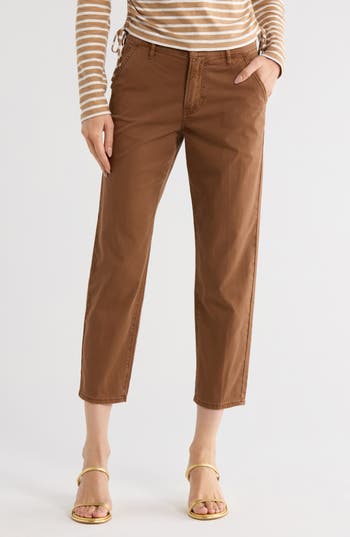 Veronica Beard Sia Mid Rise Twill Chino Pants In Brown
